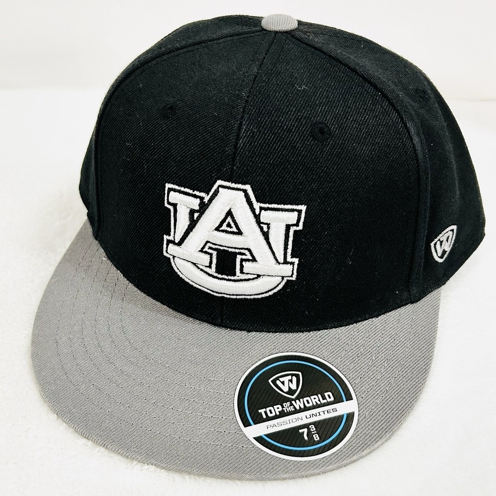 Auburn Tigers Top of the World Wool 2-Tone Fitted Hat Cap 7 3/8 Black NCAA